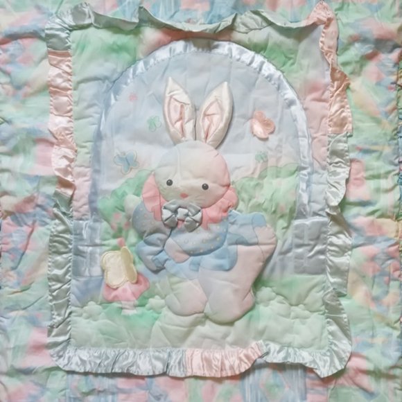 Lambs & Ivy Baby Girl Comforter 3D Bunny Nursery Comforter Crib Bedding - Picture 1 of 9